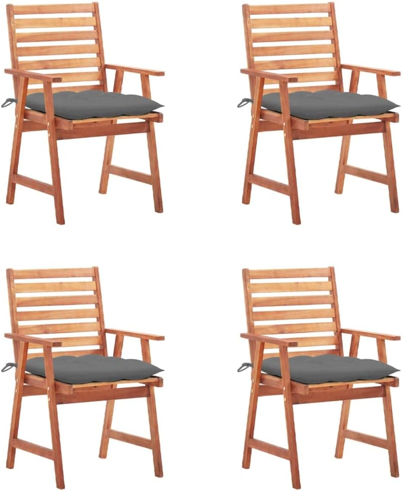 Patio Dining Chairs 4 pcs with Cushions Solid Acacia Wood,Acacia Wood Dining Chair Set with Cushions for Outdoor Patio Garden Outdoor Furniture, Outdoor Chairs