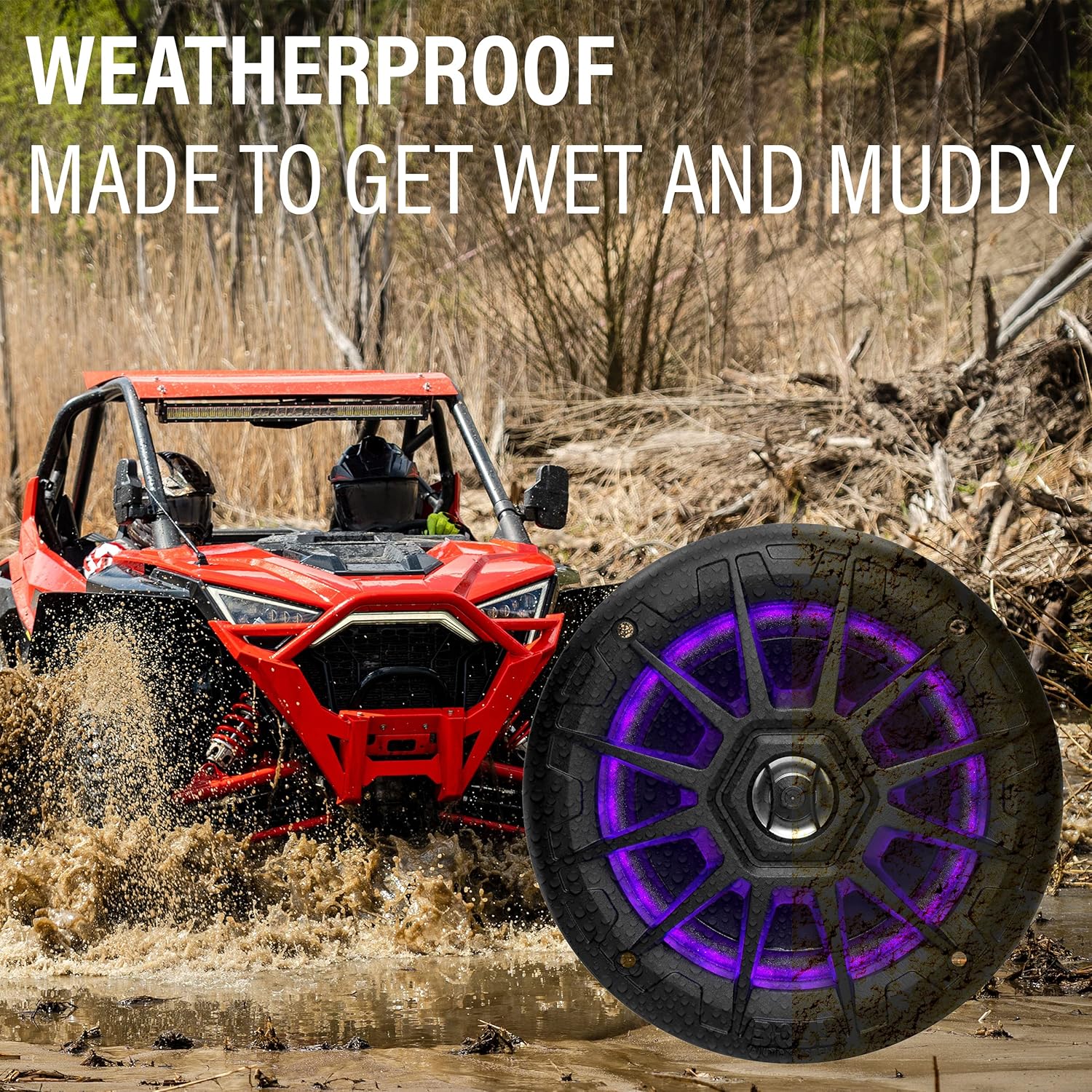 BOSS Audio Systems MRGB55B 5.25 Inch Marine Speakers - Weatherproof, 150 Watts Per Pair, 75 Watts Each, Multi-Color Illumination, Full Range, 2 Way, Sold In Pairs