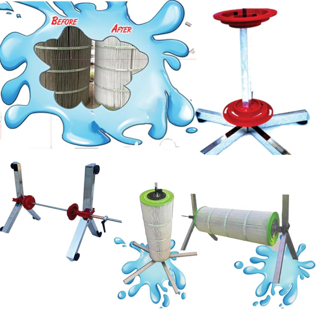 Filter Cleaning Stand Cleaner for 3, 4 or 6 Inch Swimming Pool cartridges, Tornado Spinner Action Maintenance Pump Equipment Above in ground Solar Cover Salt Systems or Chlorine