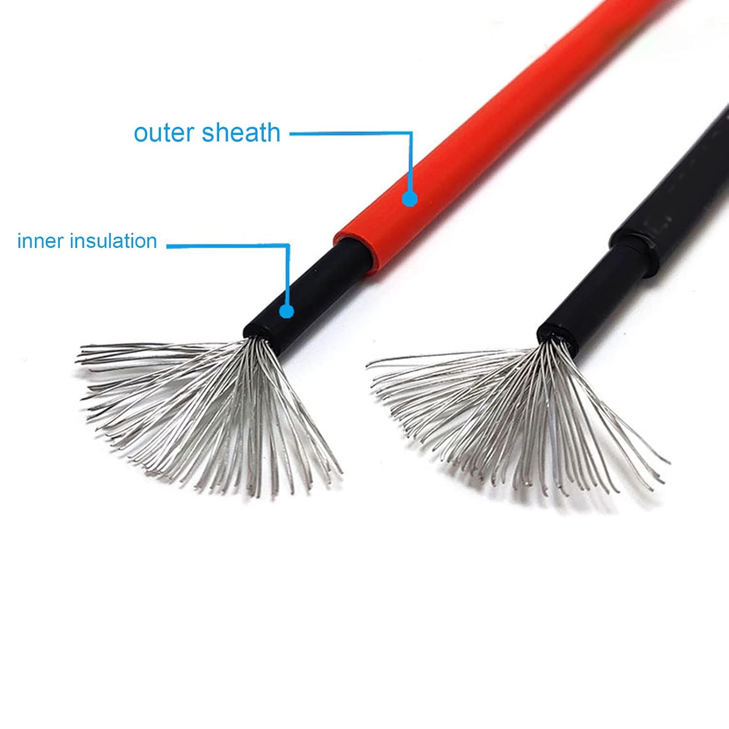 Solar Panel Wire, 6 Photovoltaic Cable Solar Photovoltaic Cable Double Layer Insulation Tinned Copper, & Wind Power Parts & Accessories (Black 50m/164ft)