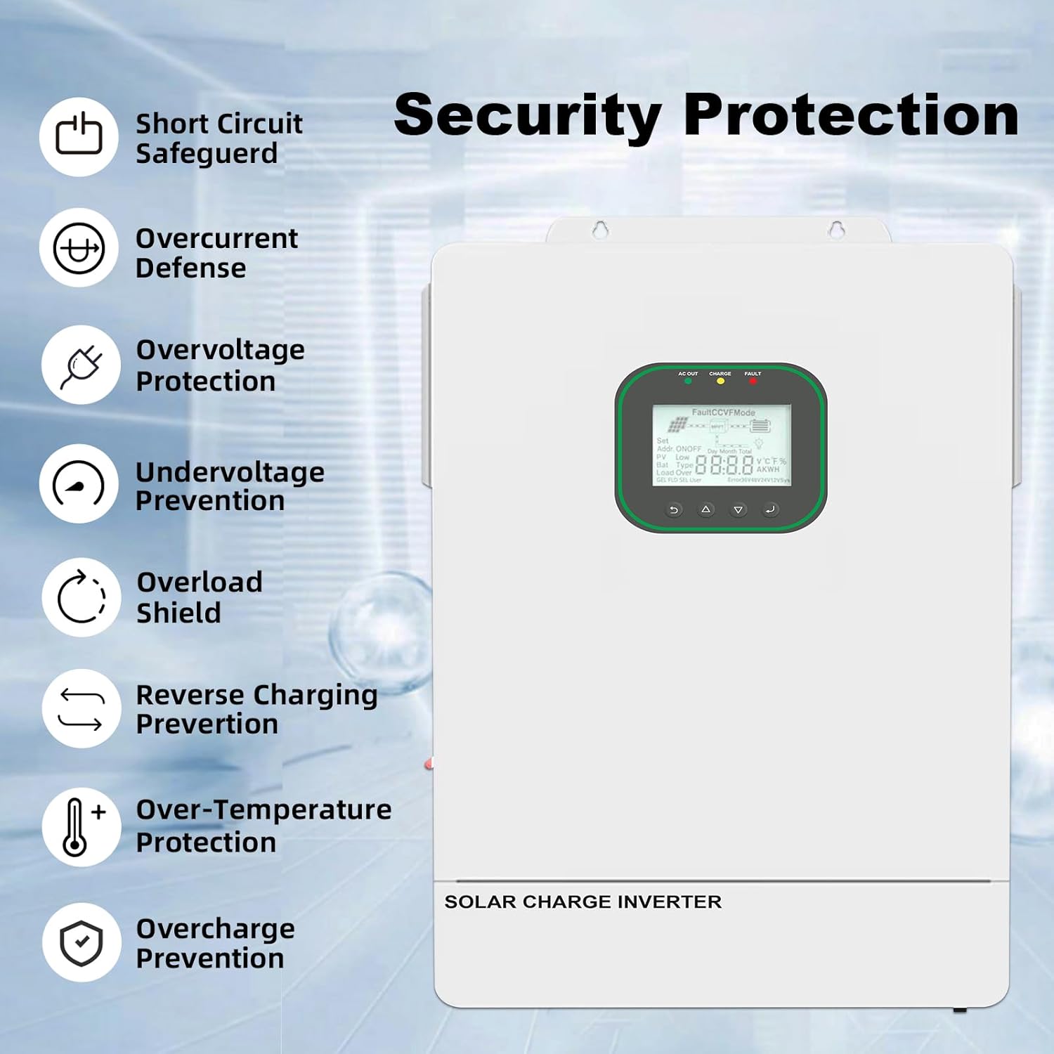 6500W All in One Solar Hybrid Inverter with WiFi, MAX .6 Parallel, Pure Sine Wave with CT Sensor, Built-in 2 MPPT Solar Charge Controller, 48V to 120V-240V with CT Sensor for Home, RVs, Lead Acid/Li