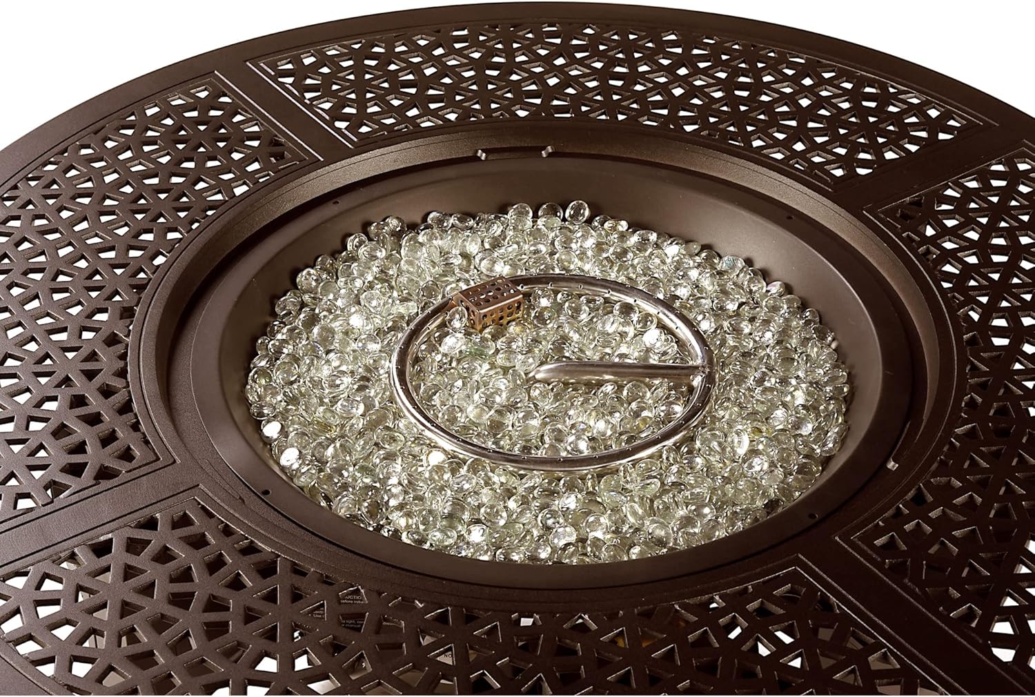 Oakland Living 44 in. x 44 in. Aluminum Propane Fire Pit Table with Glass Beads, Two Covers, Lid, 57,000 BTUs in Brown Finish