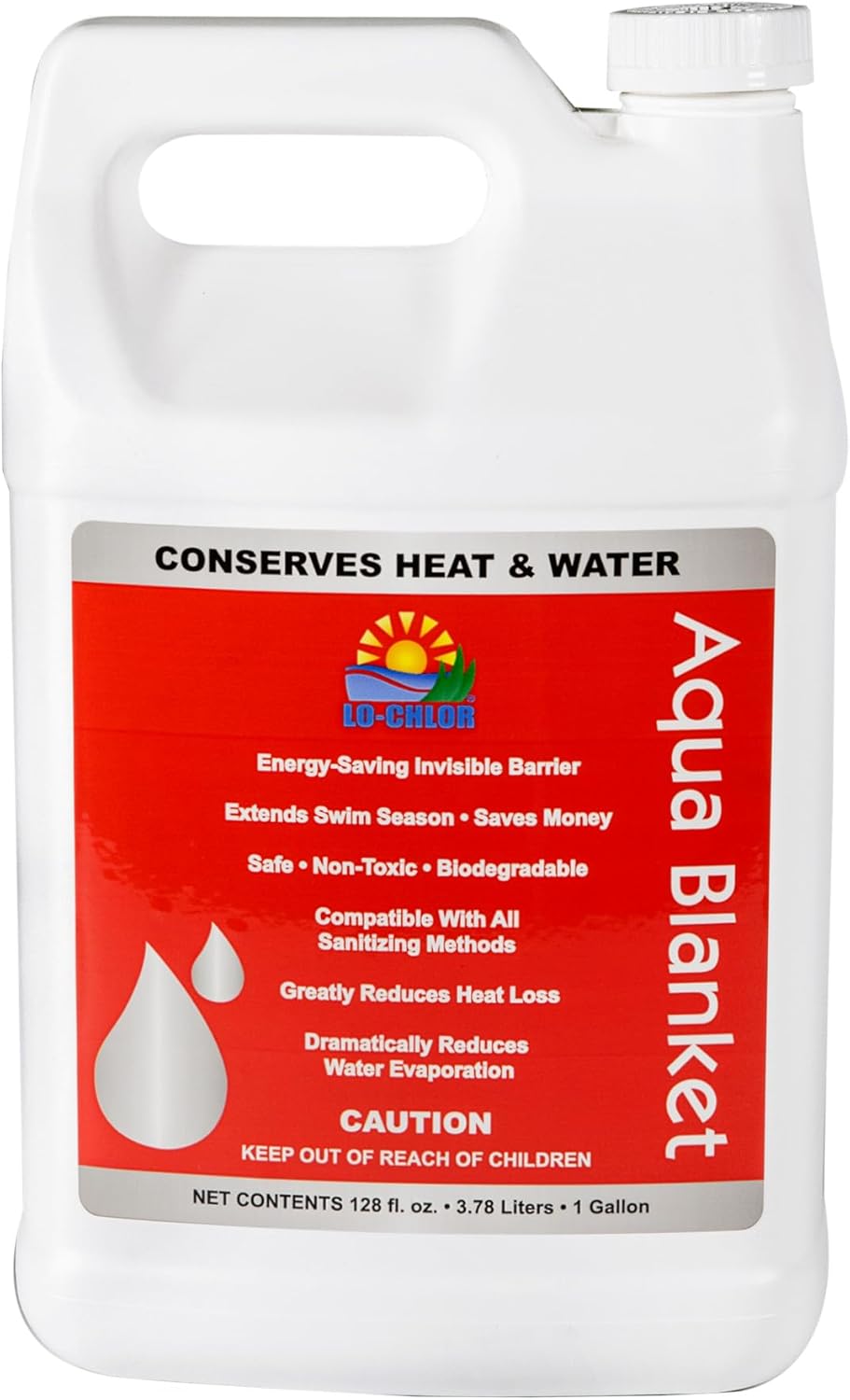 Aqua Blanket - The Liquid Solar Blanket for Pools and Energy Saving Liquid Pool Cover, Non-Toxic and Safe Pool Evaporation Prevention, Greatly Reduces Heat and Chemical Loss AB009-12 (128 Oz)