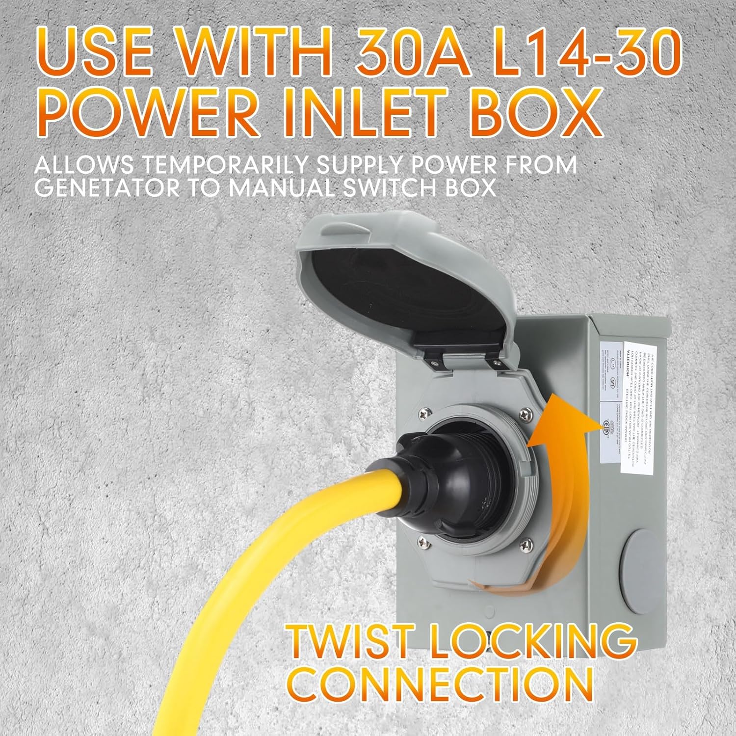 Kanayu 25ft Generator Transfer Switch Adapter Cord Compatible with NEMA L5-30p to L14-30r, 30 Amp Locking 3 Prong to 4 Prong Adapter Rv Generator to House Inlet Box, STW 10 Awg, Etl Listed