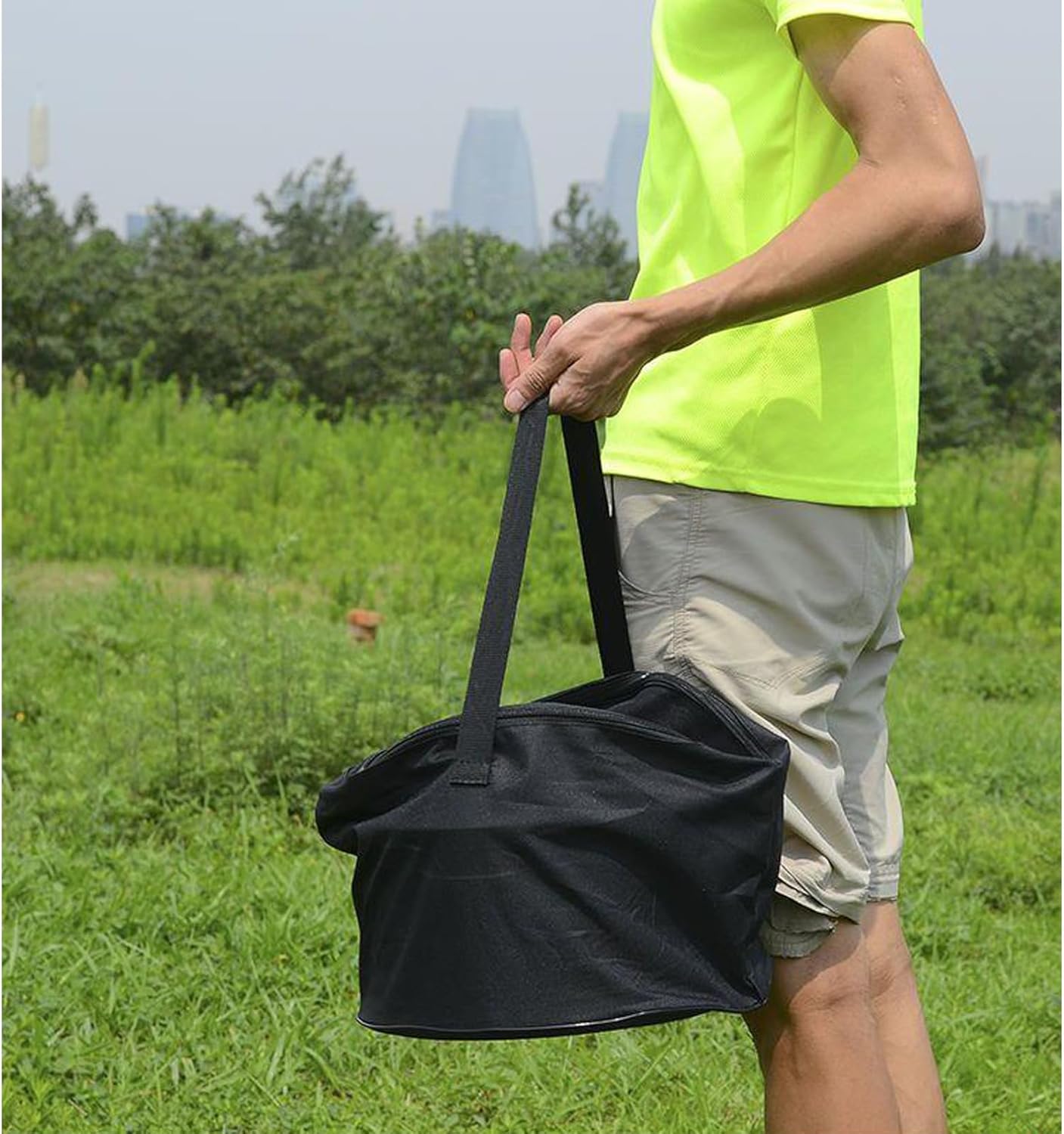 Outdoor Folding Fire Pit Fireplace,Portable BBQ Grill,Carbon Steel Galvanised Material,with Storage Bag,with Grill Mesh,Grill Pan,for Picnic,Campfire,Patio,Etc.,29×24cm