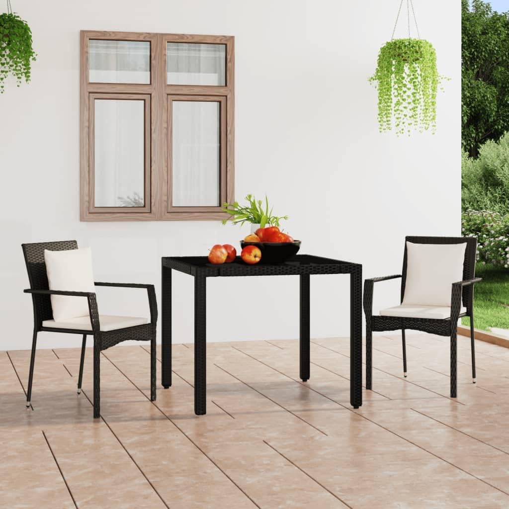 Patio Chairs with Cushions 2 pcs Poly Rattan Black,Durable Rattan Garden Chairs with Comfortable Cushions for Outdoor Relaxation Patio Furniture Sets, Outdoor Furniture Sets
