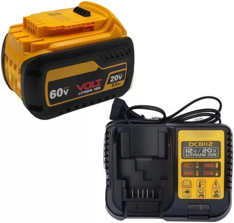 DCB609 20V 60V MAX 9Ah Battery Compatible with Dewalt Cordless Power Tools - High Capacity Replacement for Outdoor and Garden Tools(9.0AH x1 Charger x1)