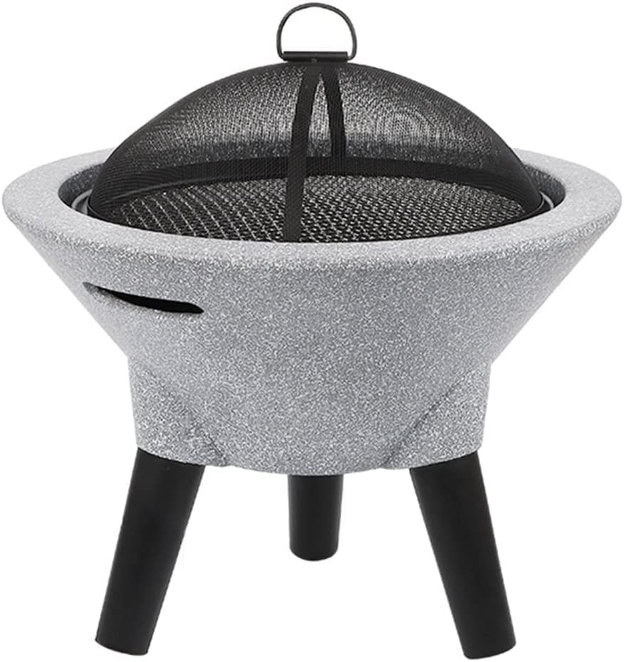 Outdoor Fire Pit Imitation Stone Fire Bowl,39CM Garden Terrace Courtyard Outdoor Wood Burning Fire Pit