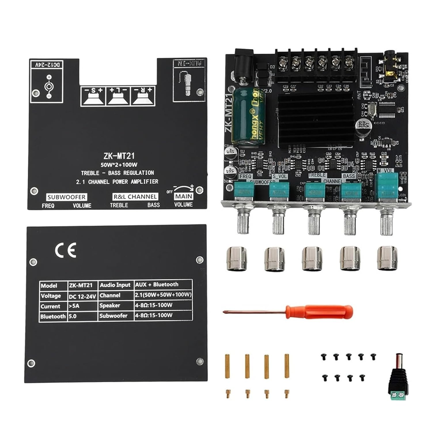 MT21 2.1 Channel 5.0 Digital Audio Amplifier Board 100W+50W+50W Subwoofer Stereo Sound Amplifier Bass AMP Module AUX(Type A)