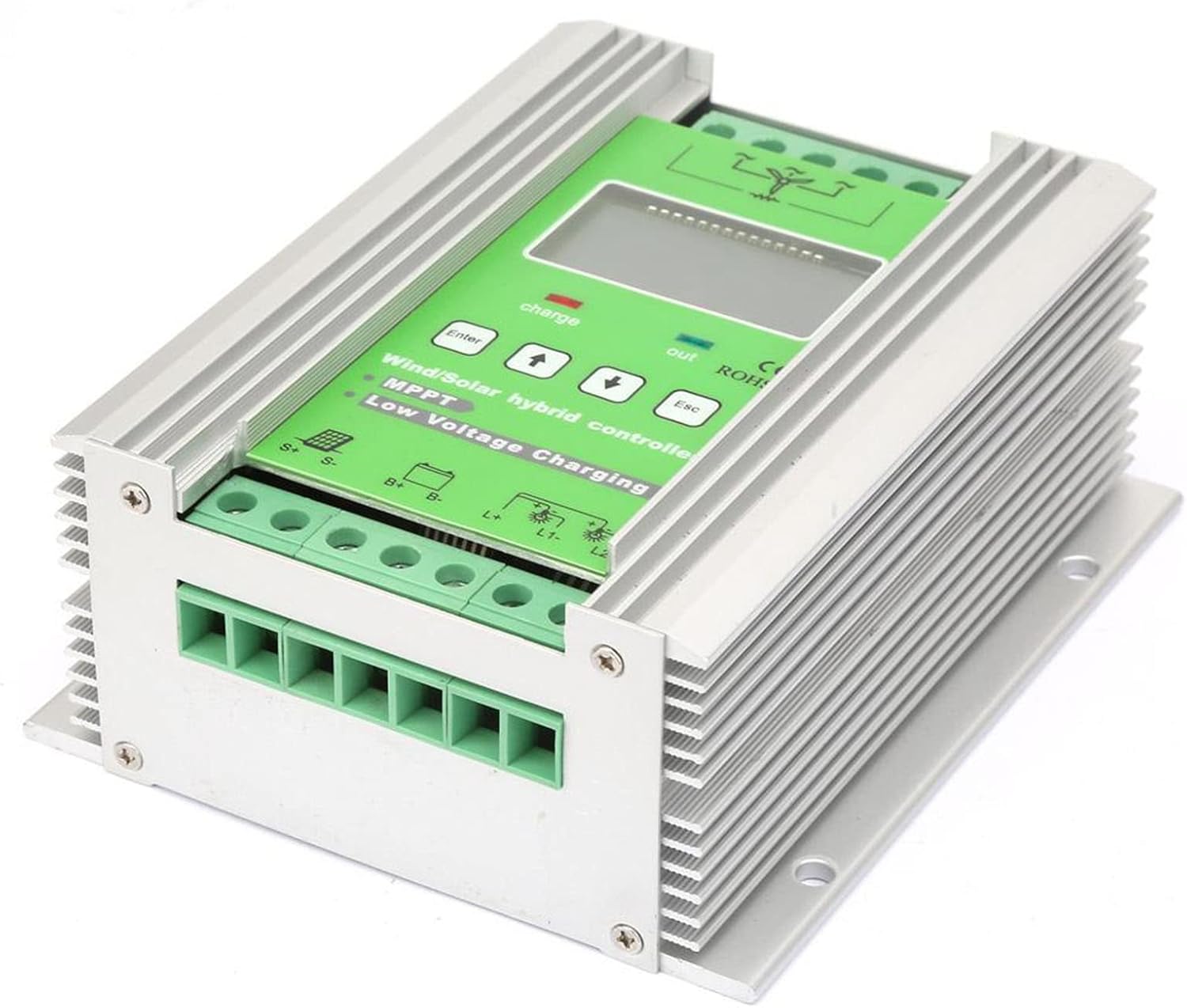 MPPT Wind Solar Combined Charging Controller | 12V / 24V Auto Recognition Boost Charging | LCD Display for RV / Boat / Off - Grid Systems | 300W Solar & 600W Wind Output