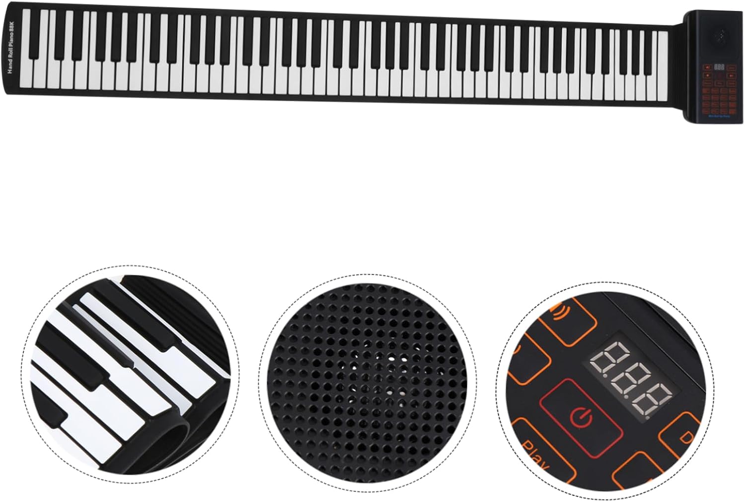 ibasenice Key Foldable Piano Portable Hand Rolled Electronic Keyboard with Built in Speaker Rechargeable Up Design Rhythms and Timbre Suitable for Students Learning Piano