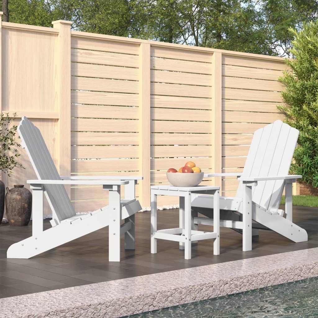Patio Adirondack Chairs with Table HDPE White,Premium Adirondack Chairs and Table Set: Durable Outdoor Furniture for Patio, Garden, and Terrace Outdoor Furniture, Outdoor Chairs, 1