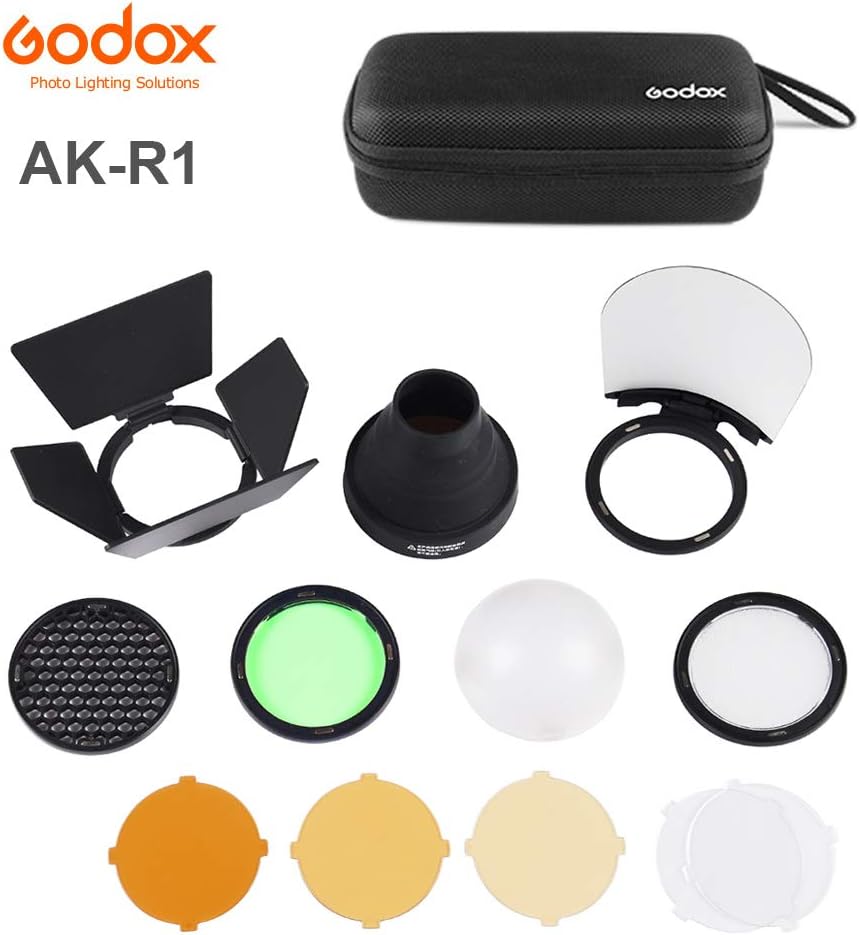 Godox V-11T Color Filters with godox AK-R1 Accessories Kit Set Compatible with Godox V1-C V1-N V1-S V1-O V1-F etc. Round Head Flash, use H200R Compatible with AD200 AD200PRO