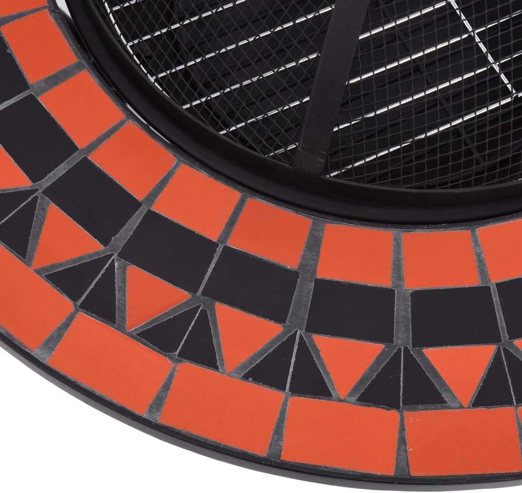 CHARMMA Mosaic Fire Pit Table Terracotta and White 26.8