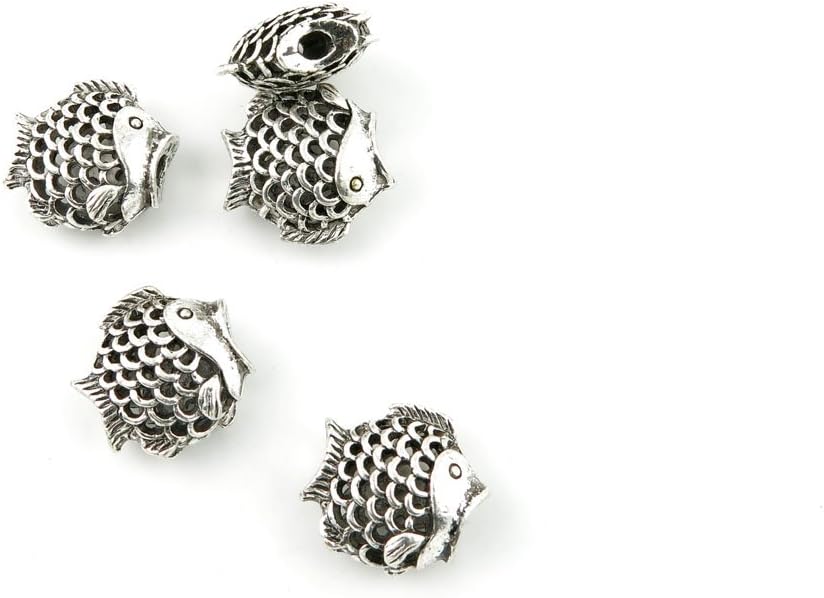 Jewelry Making Charms Antique Silver Tone Color Jewellery Charme Findingss Bulk Wholesale Suppliers Arts Crafts W9ZB3 Hollow Fish Loose Beads