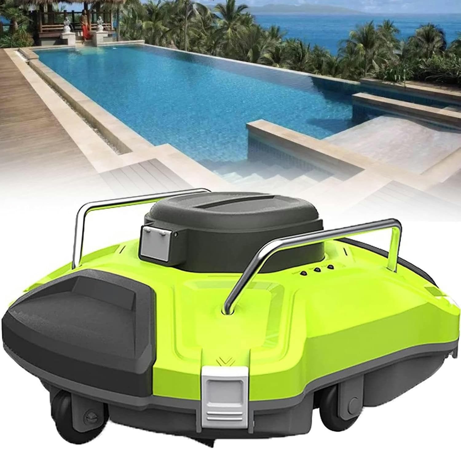Automatic Pool Vacuum, Cordless Robotic Pool Cleaner, Smart Pool Vacuum with 120 Mins Maximum Runtime, Dual Motor, Self Parking, for Above In Ground Flat Pool Up to 1000 Sq Ft