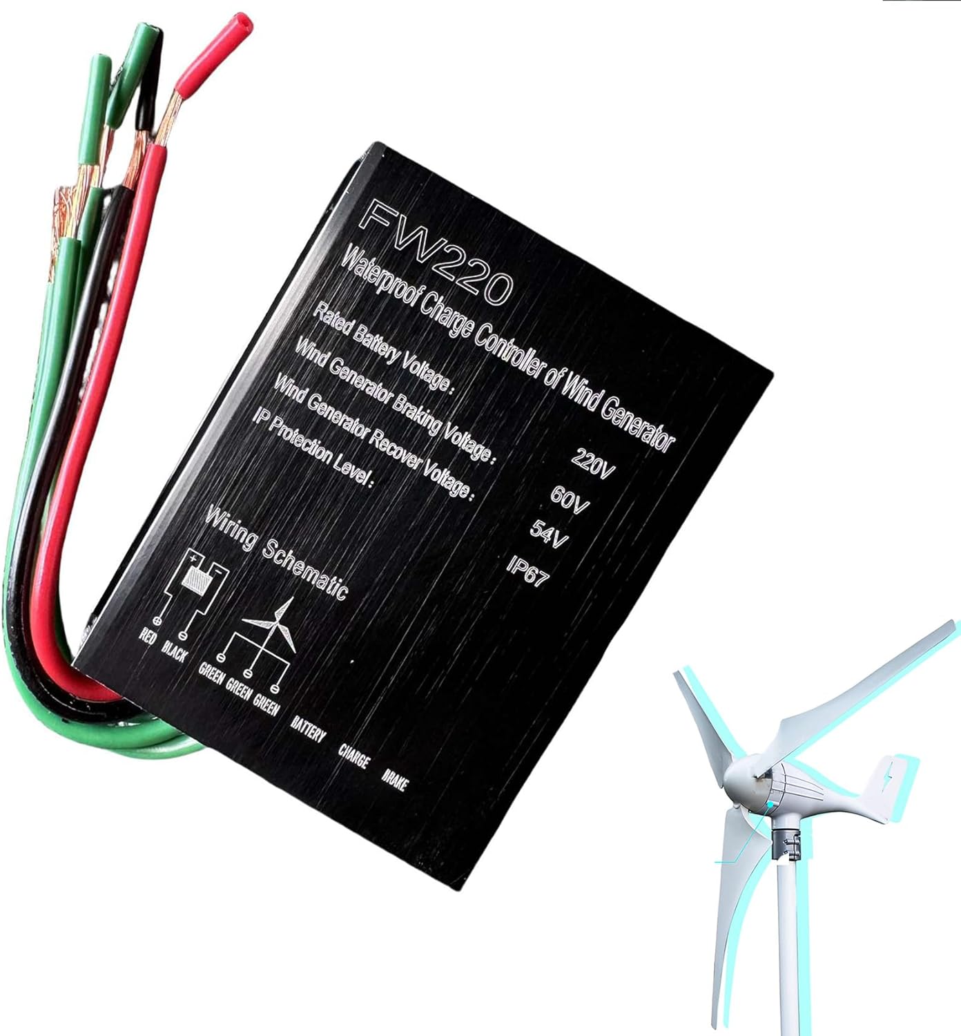16000W Wind Controller 12V 24V 48V Water Proof MPPT Wind Turbine Generator Controller for All Kinds of Wind Turbines(Black)
