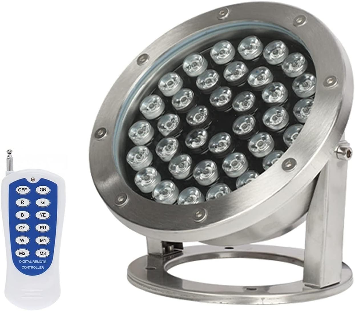Submersible LED Lights with Remote Control Spotlights, Low Voltage RGB Underwater Pond IP68 Waterproof Swimming Pool Fountain Lights, Landscape Rotating Spotlight(24V,36W)