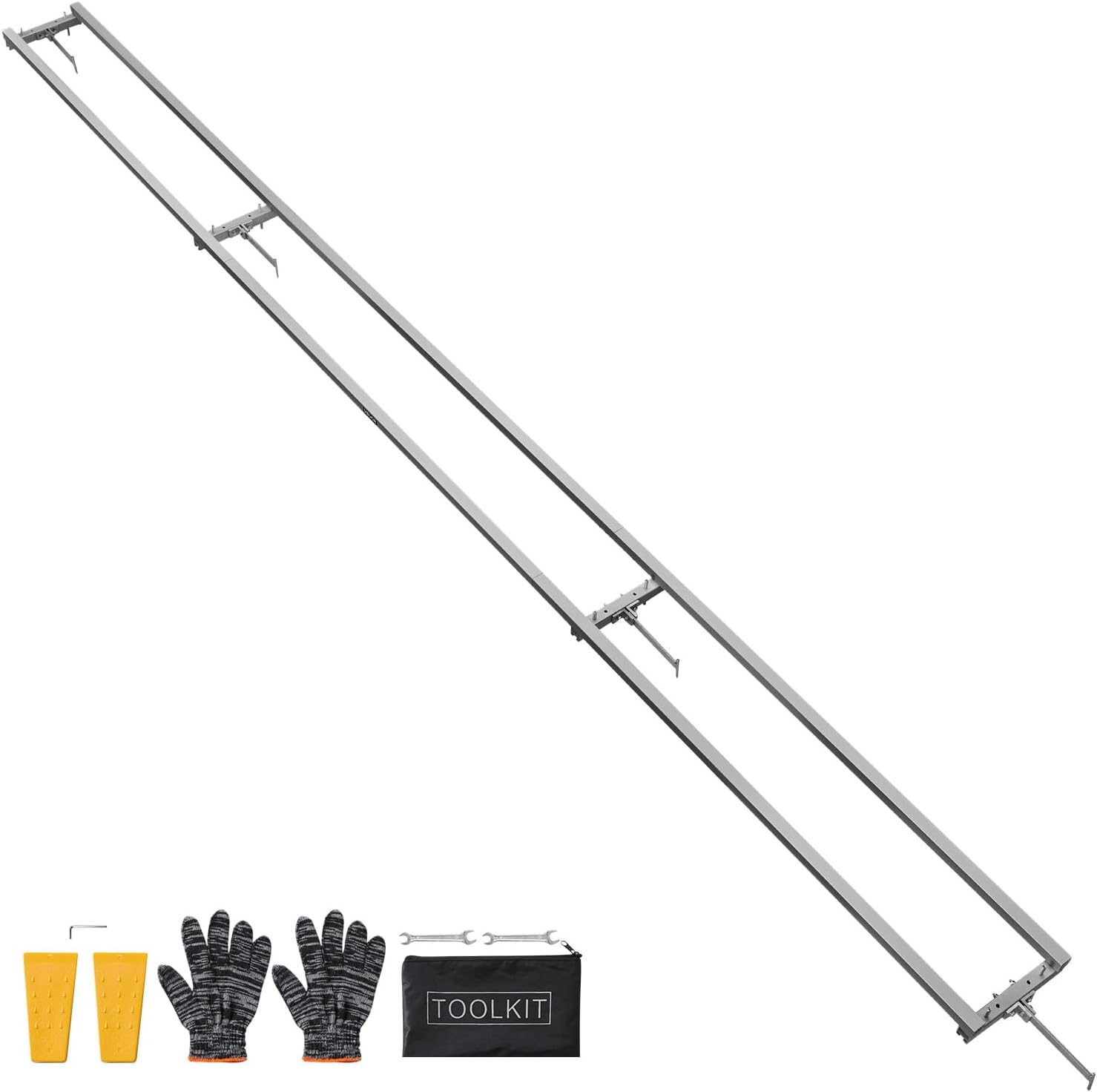 VEVOR Rail Mill Guide System, 12 ft 4 Crossbar Chainsaw Mill Kits, Aluminum Saw Milling Rails System Works with Chainsaw, 2 Wedges, Adjustable Rail Milling Guide Kit for Builders Woodworkers