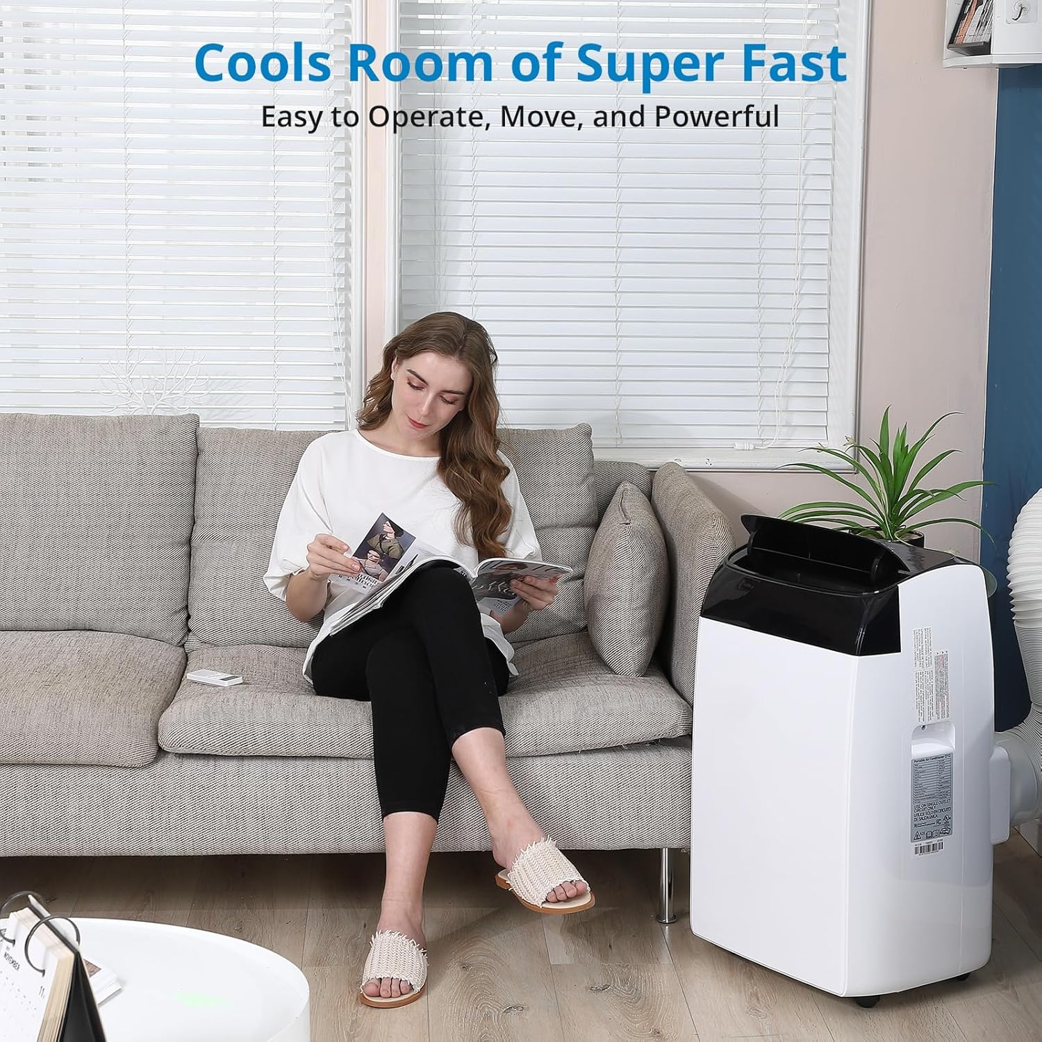 Portable Air Conditioners, 12,000 BTU 3-In-1 AC Units, Cooling Up to 550 Sq.Ft, Portable AC Units with LCD Display, Remote Control, 24h Timer, White