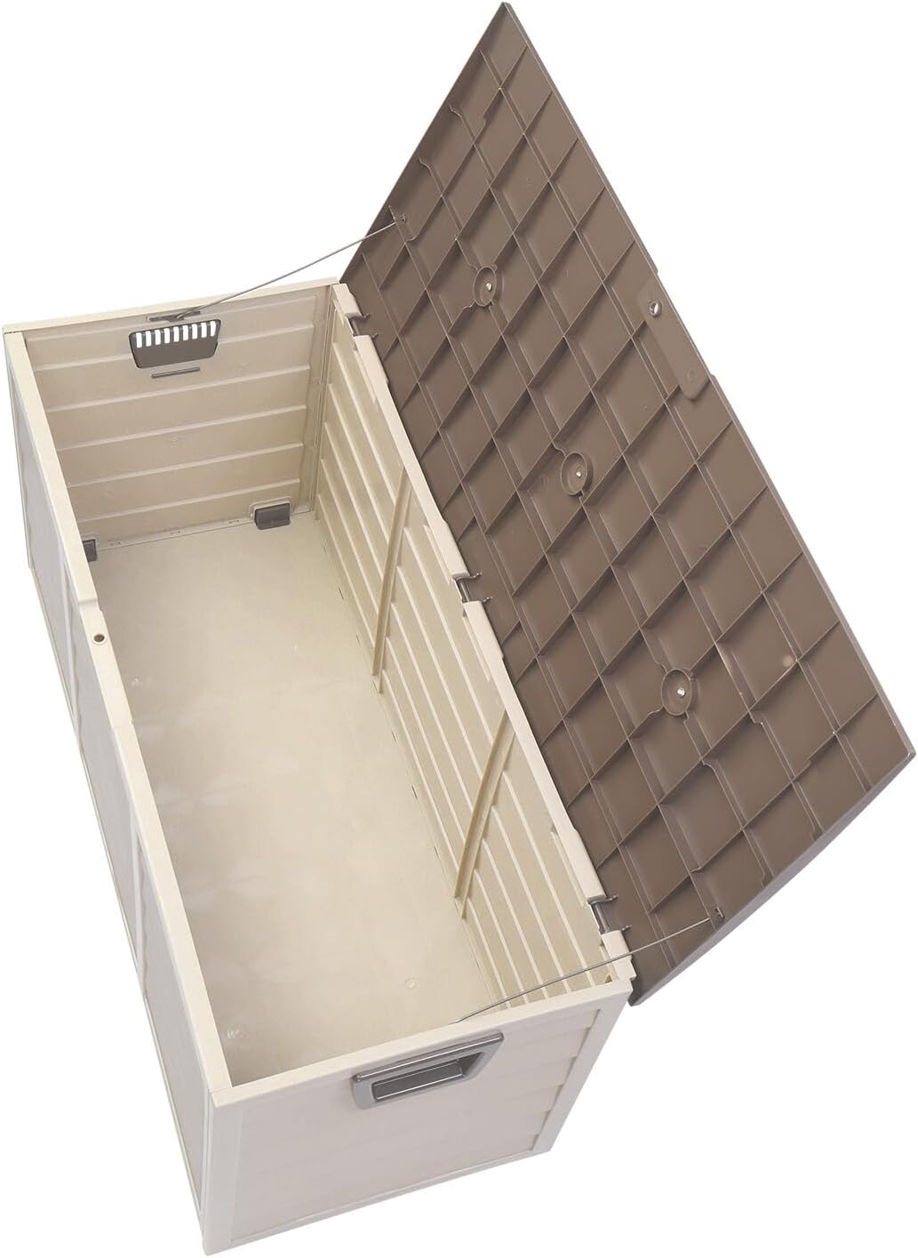 Yescom 75Gal 260L Deck Storage Box for Tools Cushions Seat Lockable Brown Outdoor Organizer