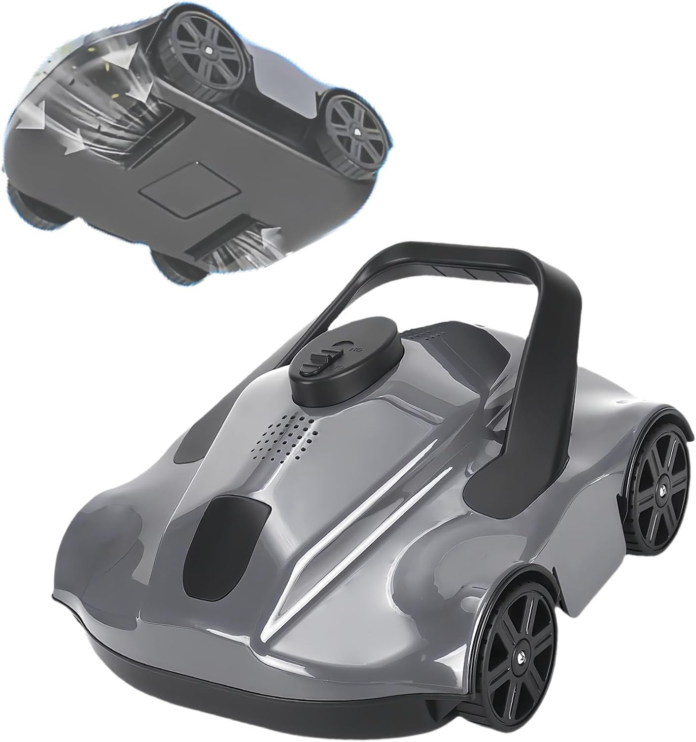 Above Ground Pool Vacuum Cleaner, Lasts 130 Minutes, Dual Powerful Suction Inlets, Sensor Route Adjustment and Automatic Parking, Robotic Pool Cleaner for Inground Pools,Grey