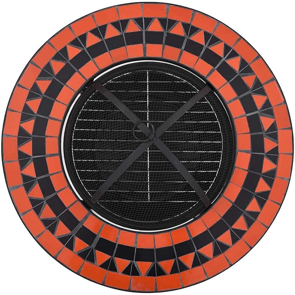 Fire Pit Table with BBQ Grill Shelf,4 in 7 Round Firepit for Barbecue,Heater,Ice Pit,Metal Brazier Coffee Table for Backyard,Camping,Picnic,Bonfire,Garden