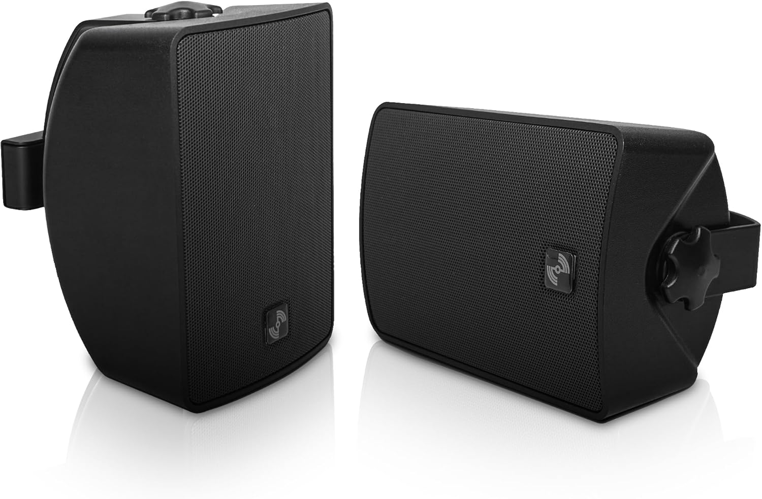 Sound Town Commercial Restaurant Bluetooth Amplifier + Surface-Mount Speaker Set, with One 2-Zone 70V/100V Amplifier with Bluetooth, 4 x 4.5-Inch Surface-Mount Speakers, Black (PAC80X4TV4B)