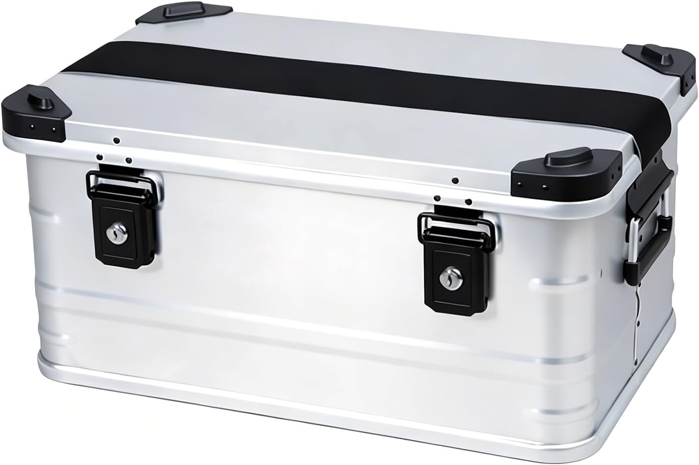 Metal Storage box Outdoor Storage bin Equipped With Safetys Latches Reinforced Handles and Shock Absorbing Design Heavy Duty Equipment Protective Storage box(Silver black)