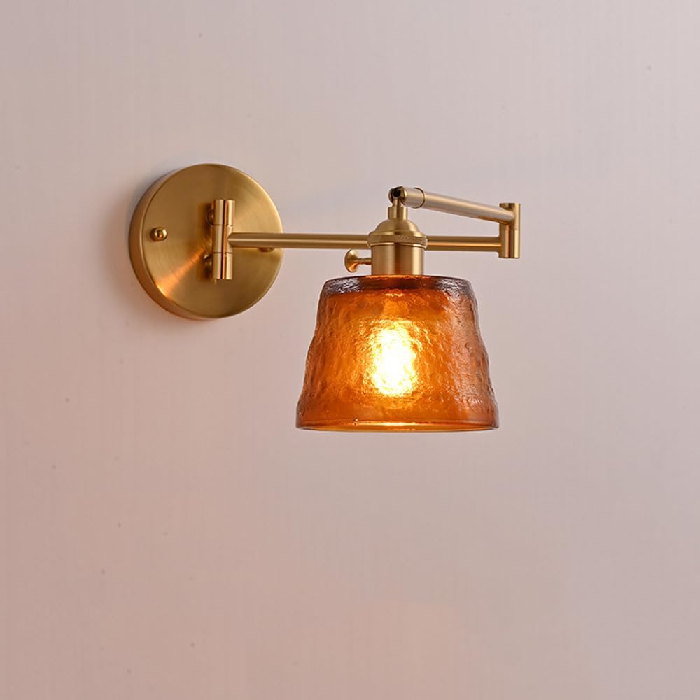 d Swing Arm Wall Sconce Hardwire Adjustable Vintage Wall Mounted Reading Light with Water Glass Modern Antique Farmhouse for Bedroom Living Room Bedside Headboard Study