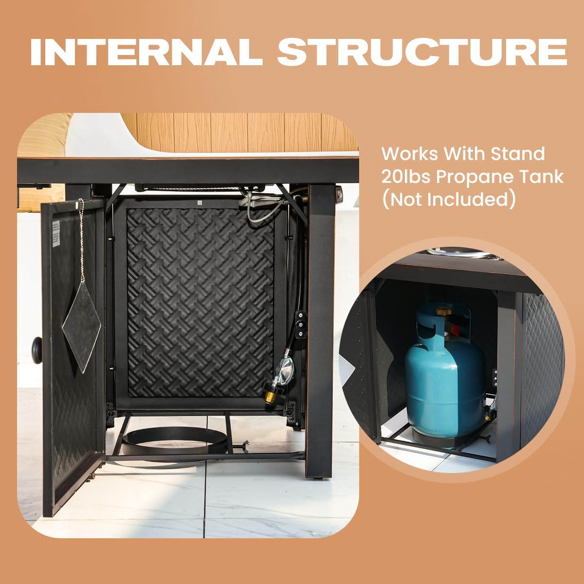 32'' Propane Fire Pit,50000 BTU Gas Firepit Table with 2 Drink Holders, Lid & Lava Rock,Outdoor Fire Pit Table for Dining or Party,Propane Firepits for Outside,Patio,Yard