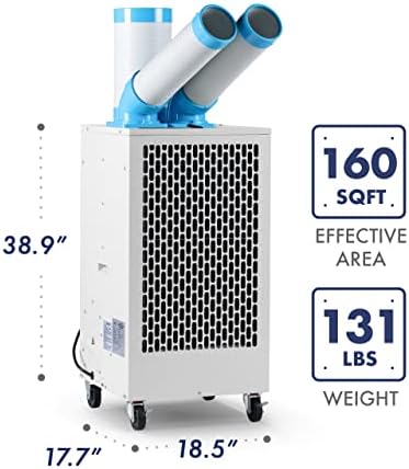 Uninex SAC3000AS Indoor/Outdoor KOOLZONE Mobile Spot Cooler with Twin Duct, Auto-Oscillating, Industrial Grade, 10,236-BTU, R410A Refrigerant