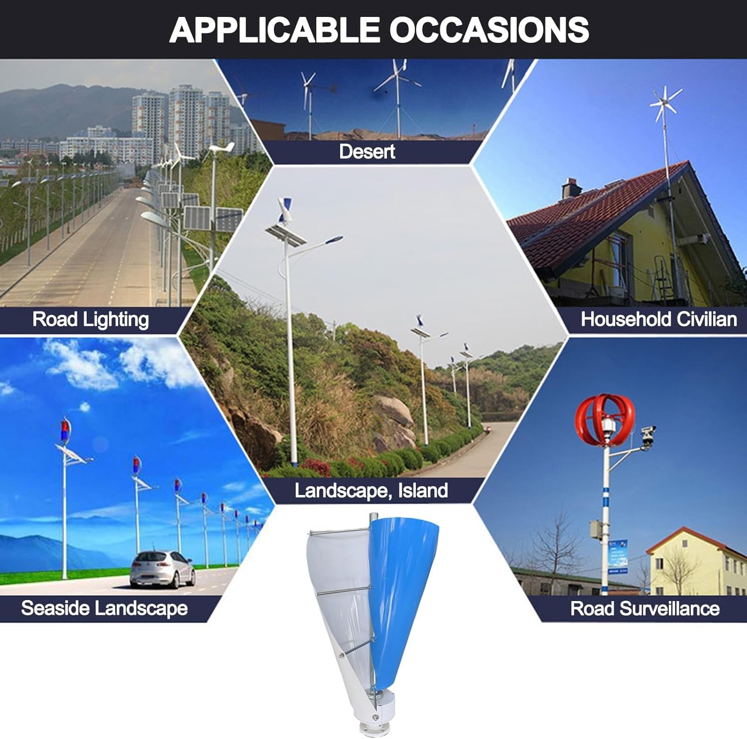 100w Spiral Wind Turbine Generator, Small Wind Turbine Generator with Vertical Axis for Engineering, Breeze Start Suitable for Home, Outdoor Engineering Wind Turbine Generator, 12v Voltage