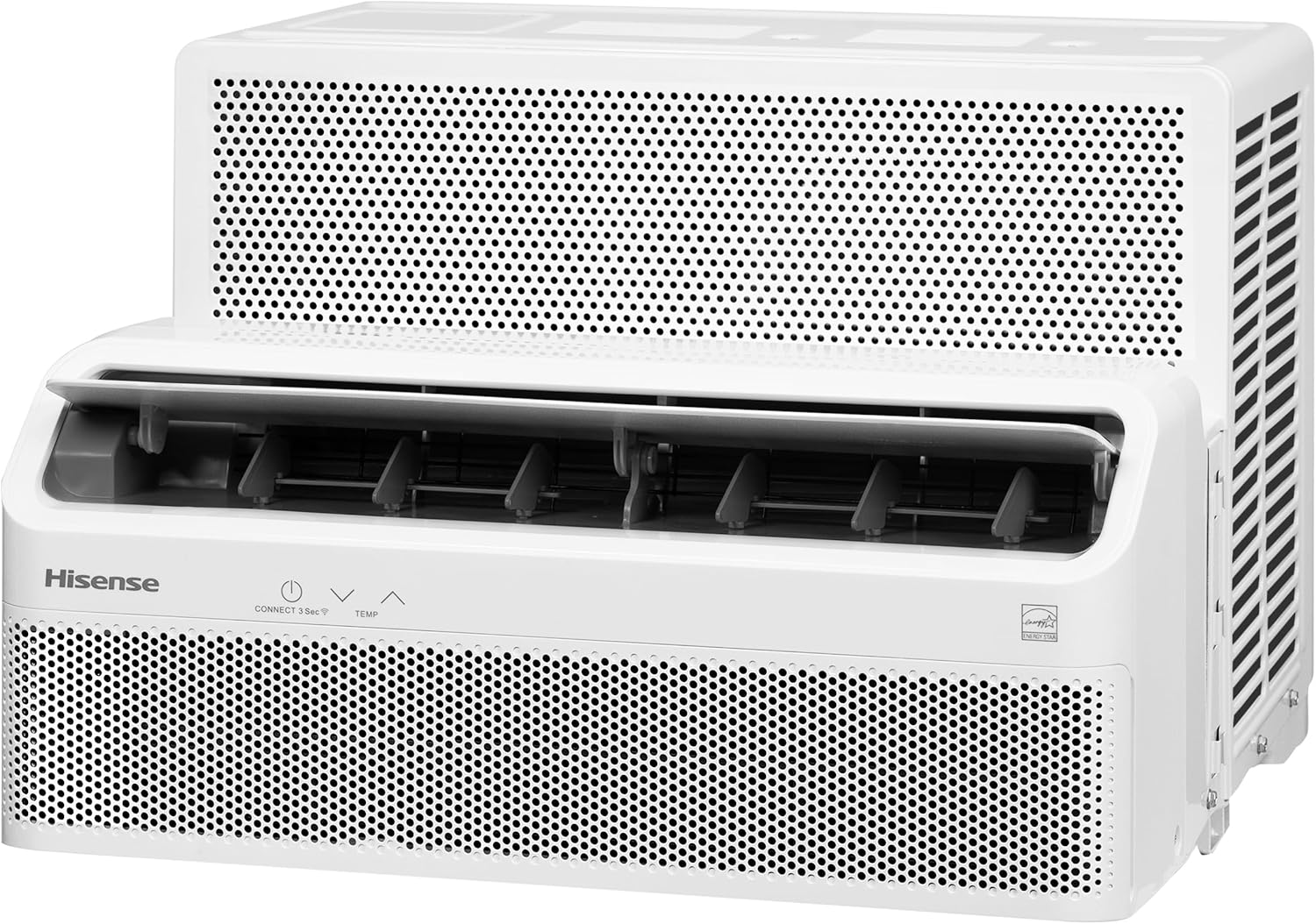 Hisense 8,000 BTU Smart Inverter Window Air Conditioner with Easy Install Bracket, Covers Up to 350 Sq Ft, Ultra-Slim Profile, 3 Fan Speeds, 700W, Smart controls, 4‑Way Air Direction - HLAW0825TW