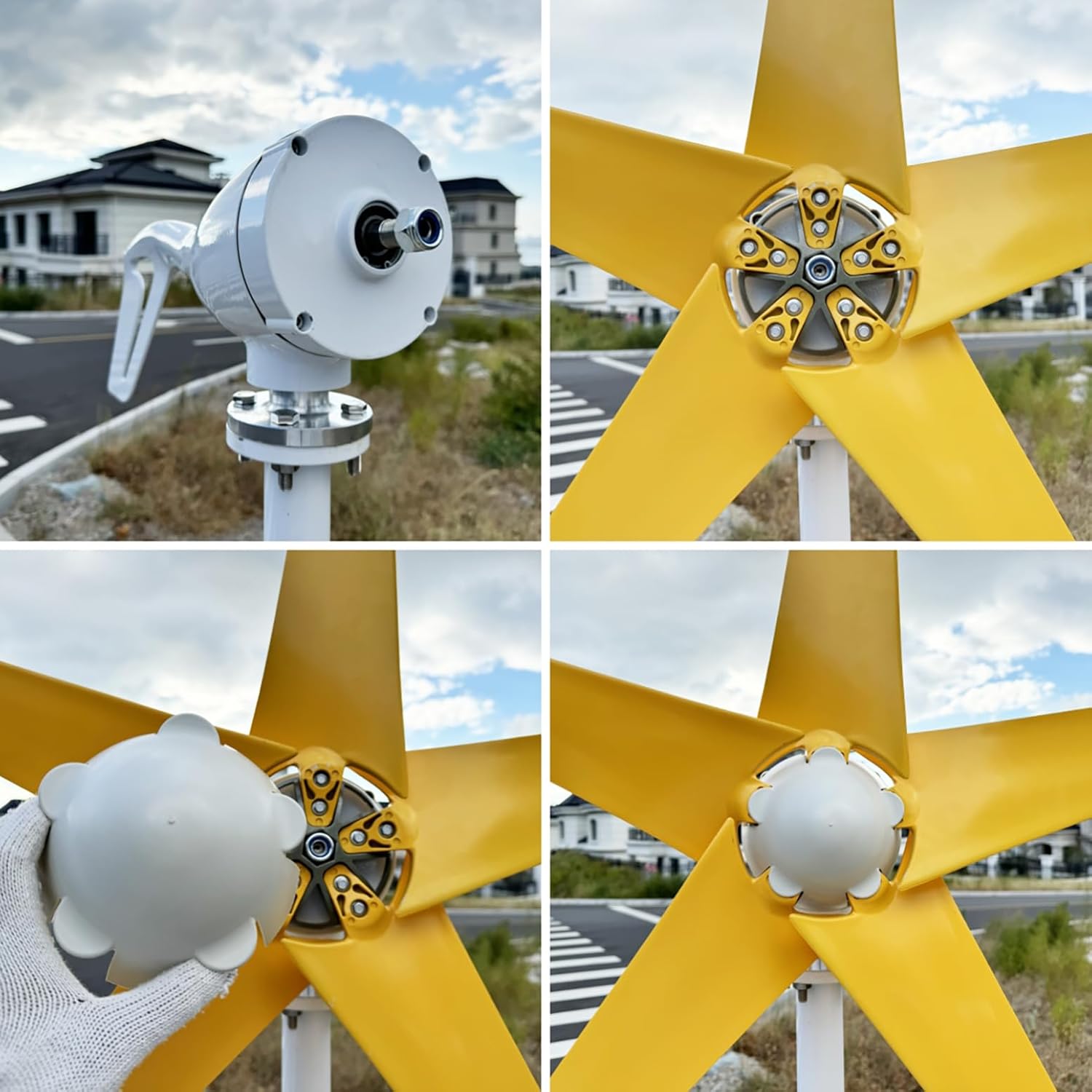 800W-1200W Wind Turbines Generator 12V / 24V / 48V Wind Generator with MPPT Controller and 5 Yellow Blades, Rated Wind Speed 13m/s, Windmill Generator Suit for Outdoors Garden Home,1200w,24V