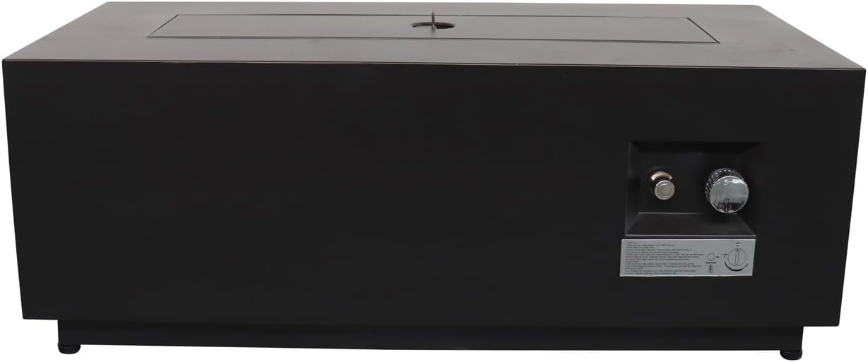 Kaimei Steel Fire Pit Table for Patio - Rectangle Propane Fire Table with Lid & Cover - 42-Inch Outdoor Fireplace for Backyard, Balcony