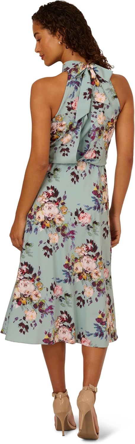 Adrianna Papell Womens Blouson Chiffon Midi Dress