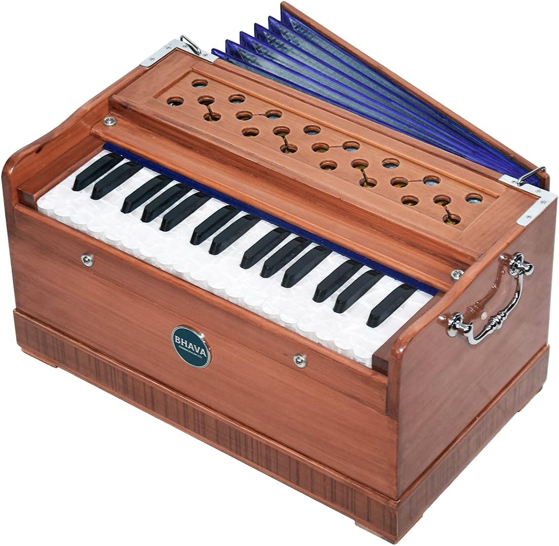Bhava Lite “Travel” Harmonium | Small, Lightweight | Ethically Sourced, Professionally Tuned & Shipped from US, Handmade in India | Standard Edition Natural