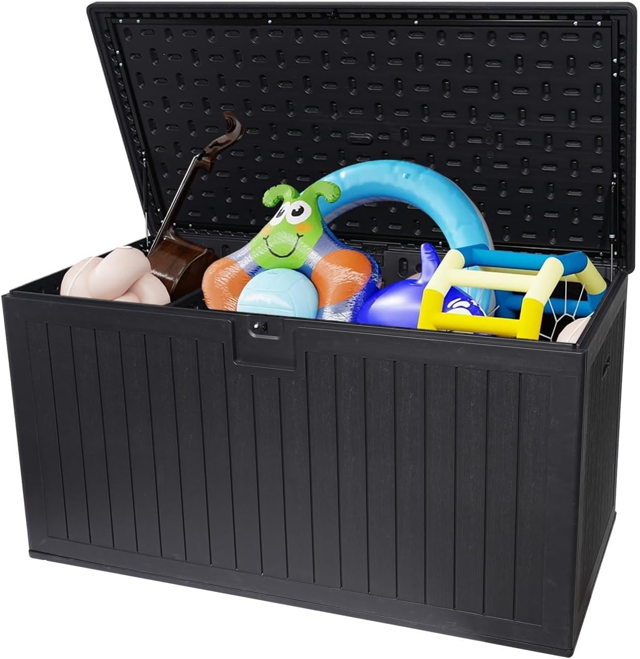 230 Gallon Resin Outdoor Deck Box Waterproof, Extra Large Patio Storage Box with Lockable Storage Containers for Patio Furniture Cushions, Pool Accessories, Garden Tools