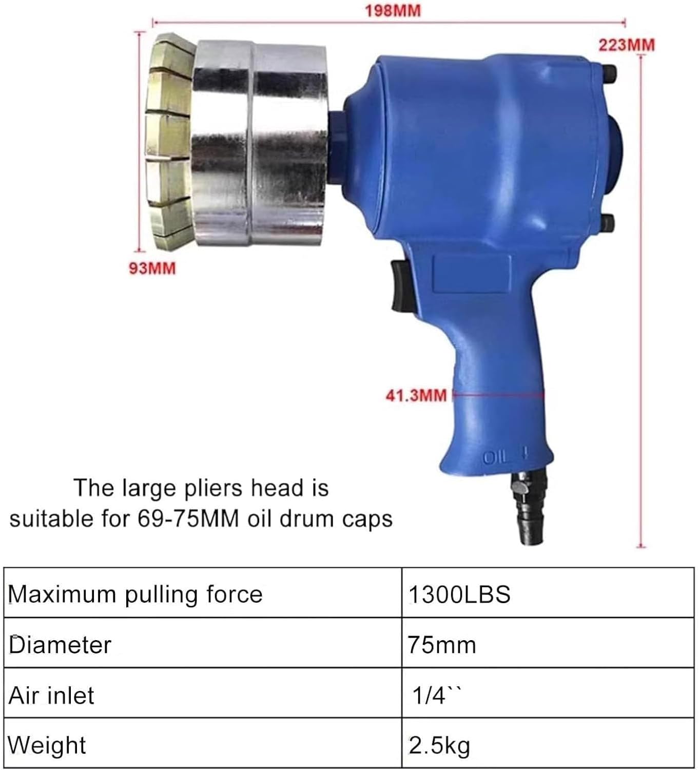 200L Oil Drum Capping Machine, Industrial Pneumatic Bottle Capping Machine, 1300Lbs Pulling Force, Air Intake 1/4 Inch, Adjustable Tight Strength, Oil Drum Pneumatic Cap Sealer, for Lubricants, Paints