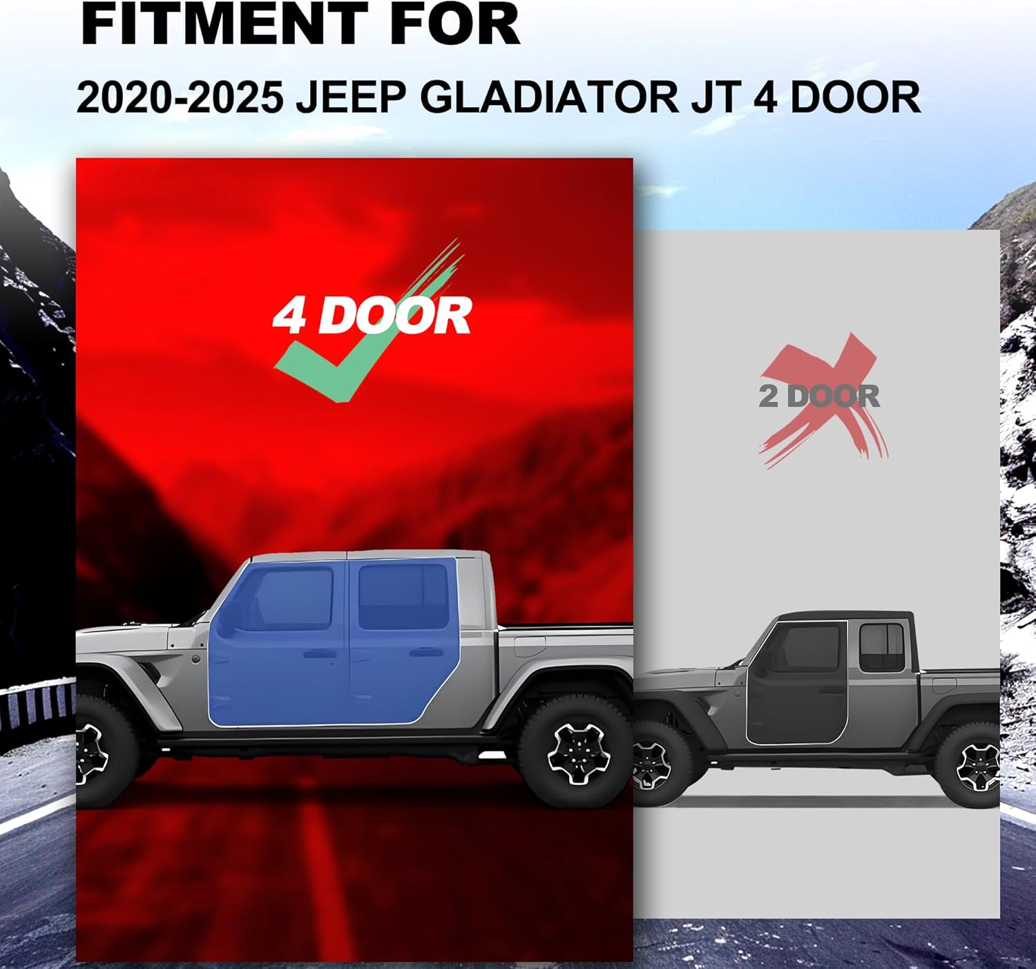 Running Boards for 2020-2026 Jeep Gladiator JT 4 Door 600 Lbs Side Steps Step Bars Nerf Bars Off Road Exterior Accessories Drop Down Hoop Style Black Aluminum 2Pcs