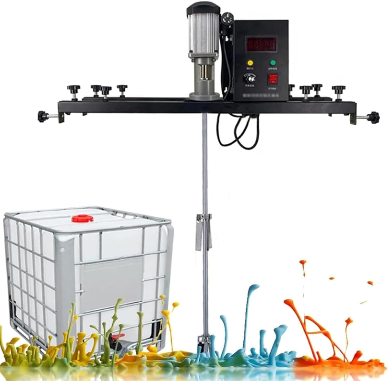 Electric IBC Paint Mixer, Commercial Tank Mixer Machine, Folding Propeller, with Support Hanger, for Paint Coating Materials Viscous Liquid Ink Dissolver Agitator