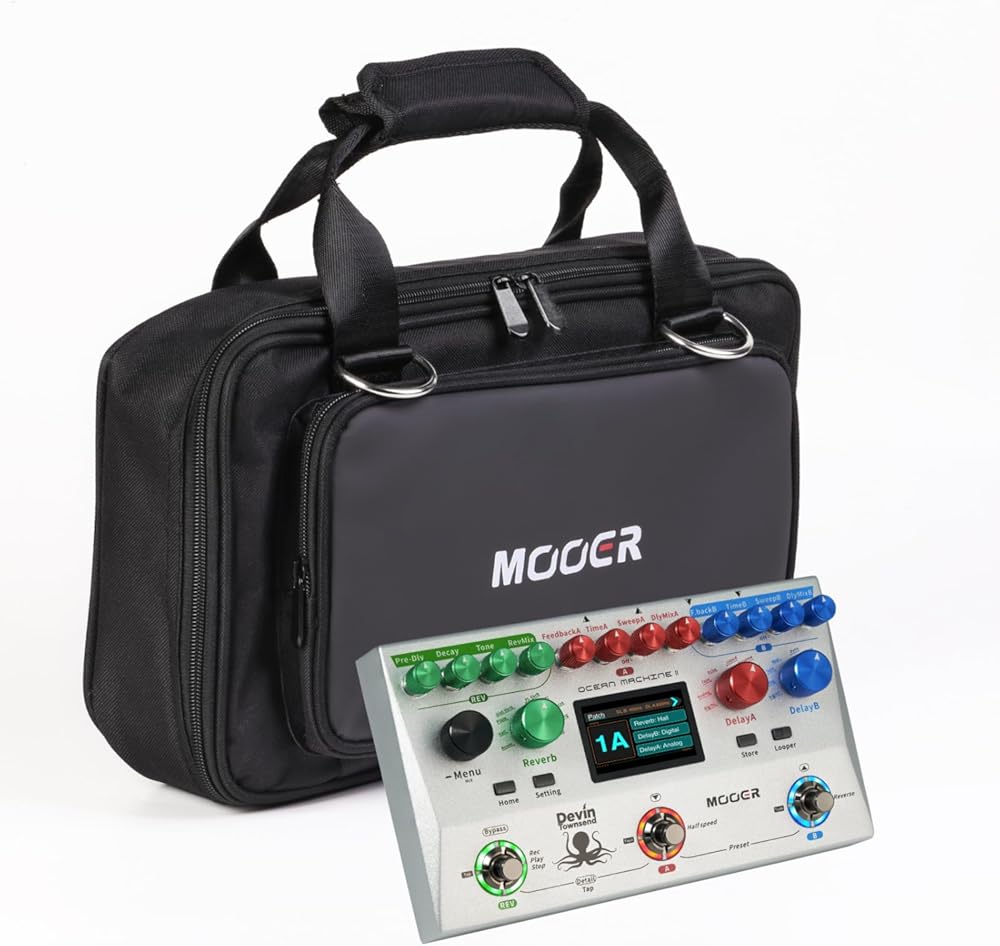 MOOER Ocean Machine II Stereo Delay, Reverb, Looper Pedal with 120min Looping Time, Tap Tempo, MIDI, Gig Bag