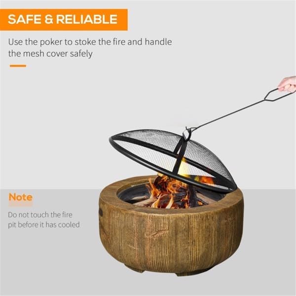 Outdoor Fire Pit with Stump Design, 24.25