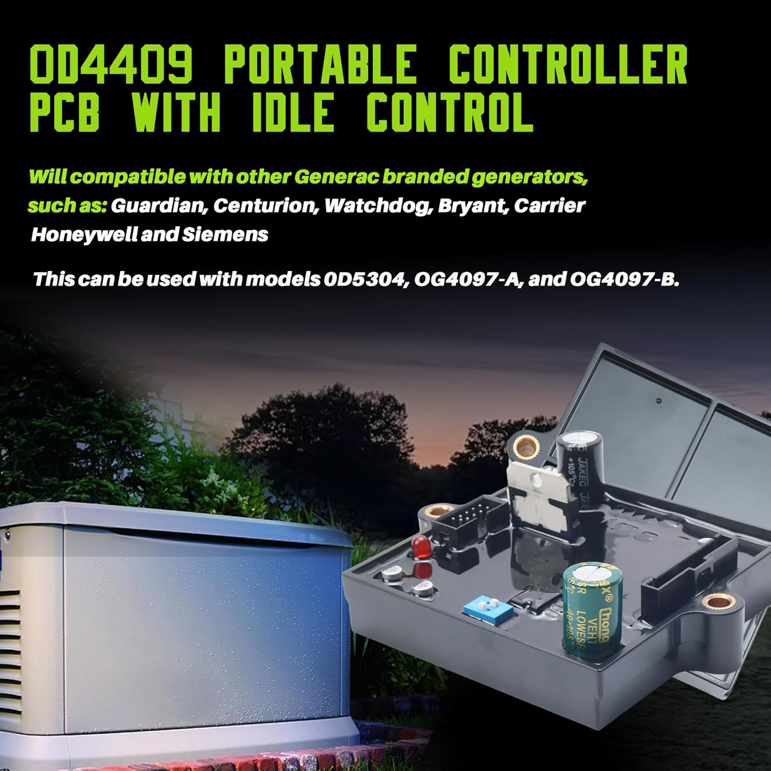 0D4409 Upgraded Portable Controller PCB with Idle Control Compatible with Generac generators, Replacement Part Number# 0D4409 0D44090SRV