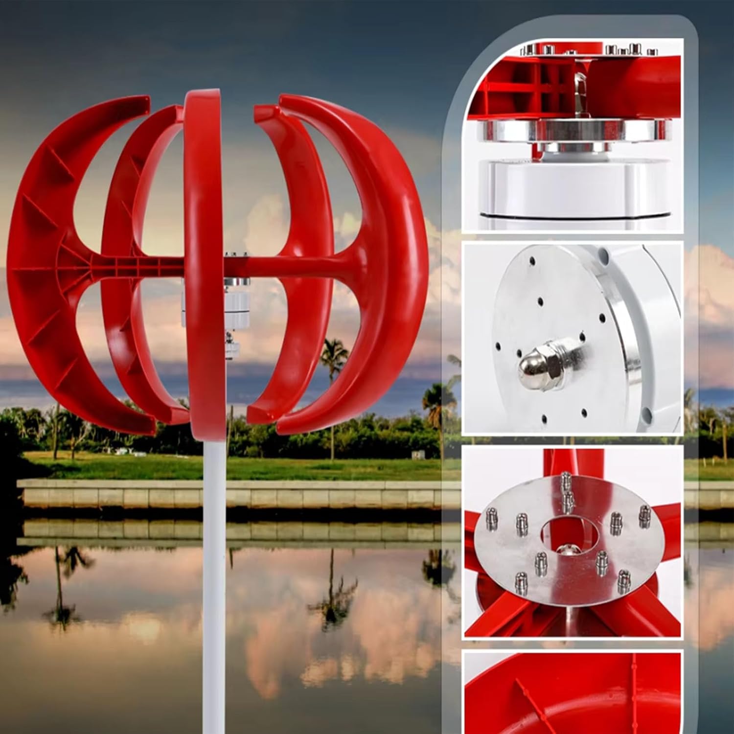 12000W 5 Blades Vertical Wind Turbine Generator 12v 24v with Mppt Hybrid Charge Controller Windmill Suitable for Farm Home use