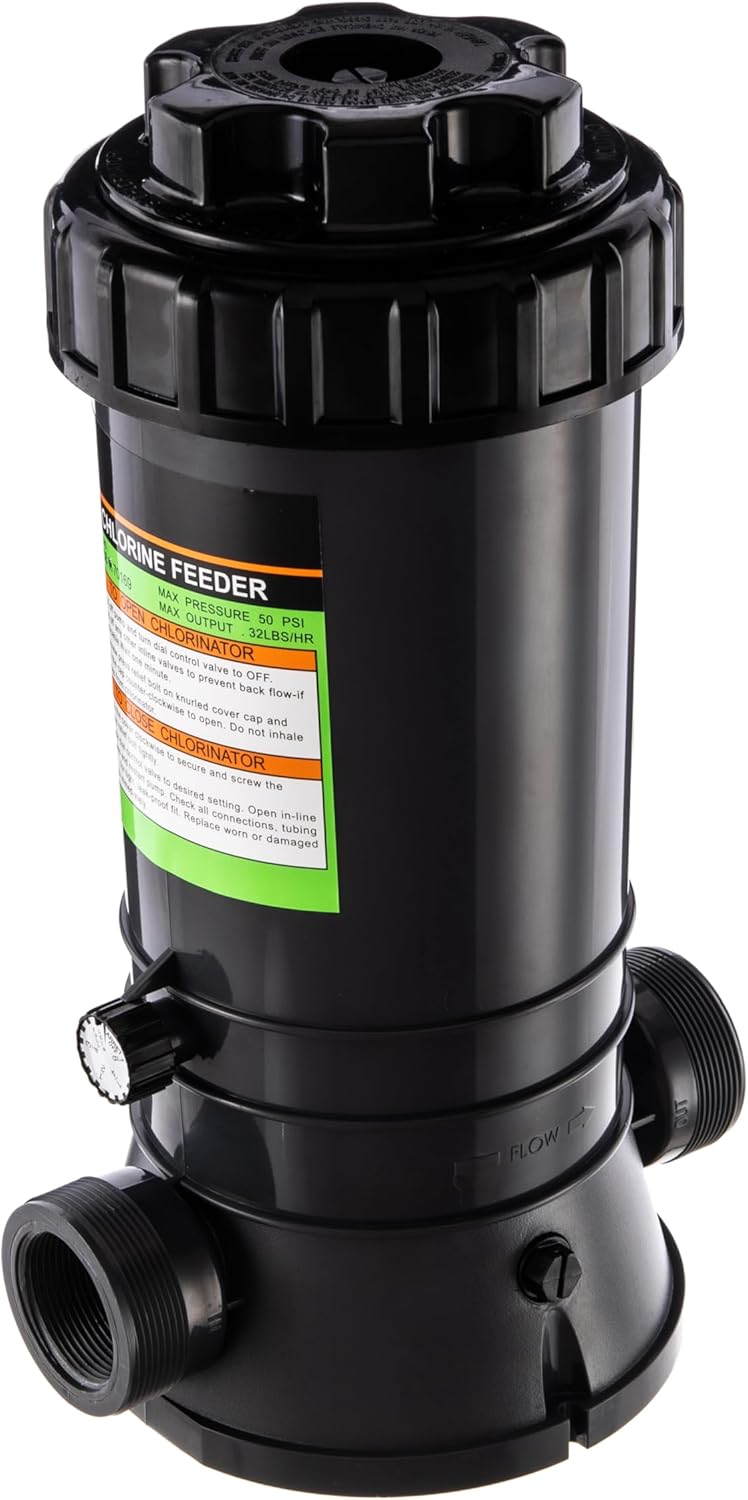 Pool Automatic Chlorinator for Inground & Above Ground Pool, 9lbs Capacity, in-line Automatic Chlorine Feeder Dispenser Complete Kit
