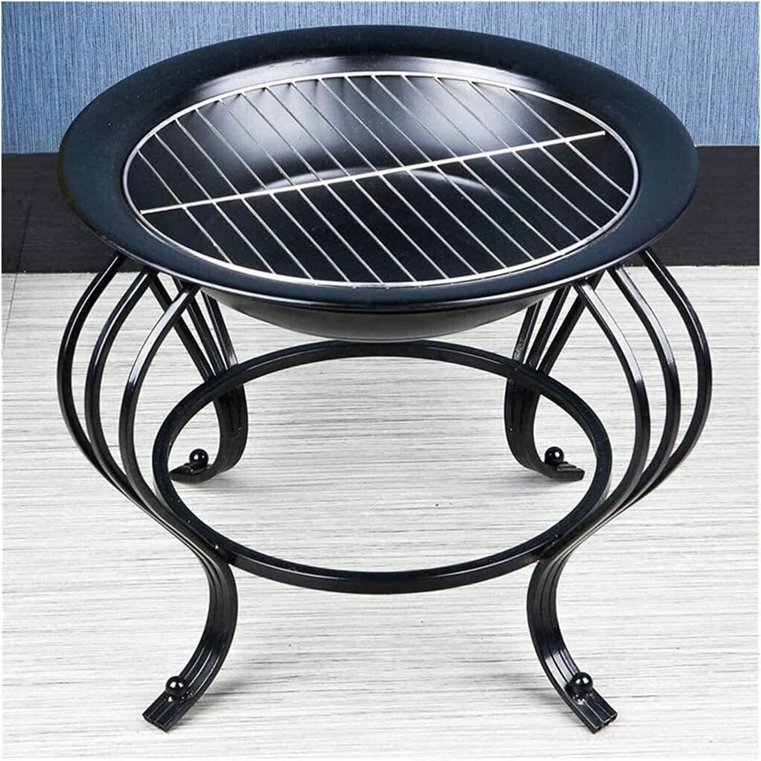 Garden Fire Pit Portable Large Grill Barbecue Rack Bonfire Wood Burning Patio Coal Grill Firepit for Grill Charcoal Grill with Spark Screen Poker for Camping Backyard