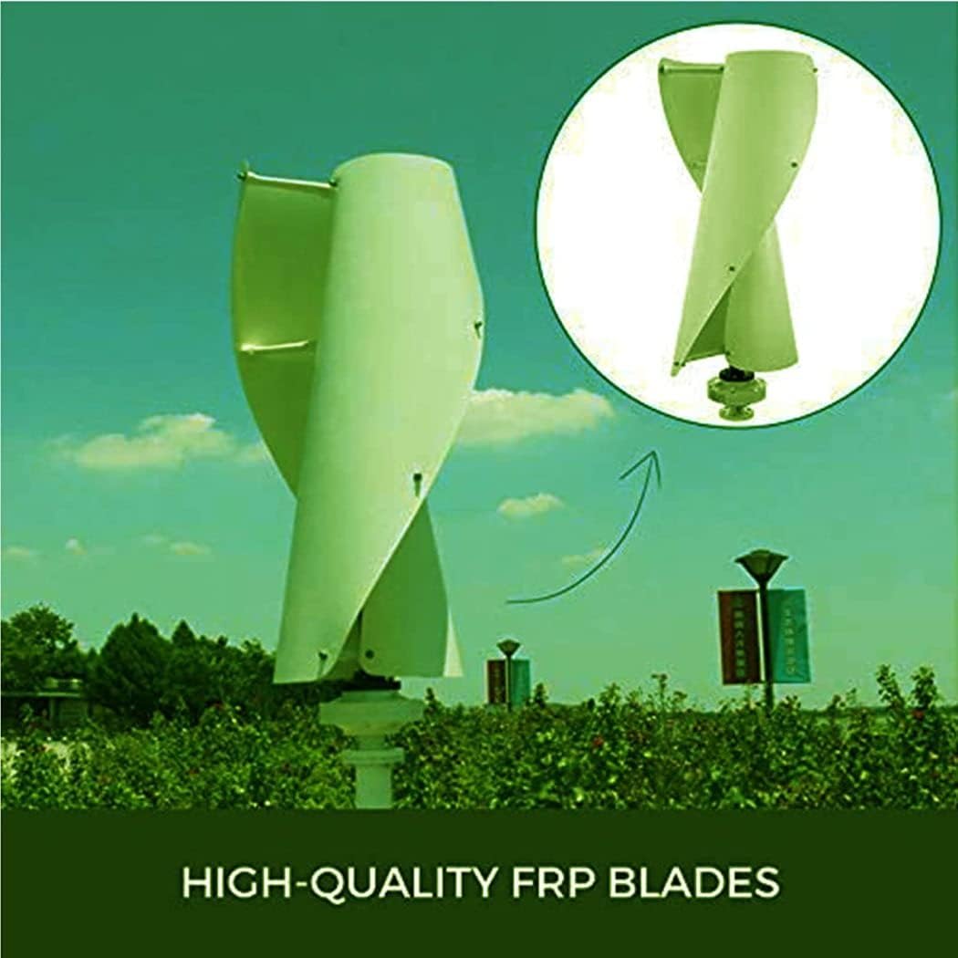 LiuSj JUnSt 9000W Spiral Vertical Wind Turbine, 2 Blades AC 12V -220V Wind Turbine Generator with Controller for Home Street Lighting (Green)