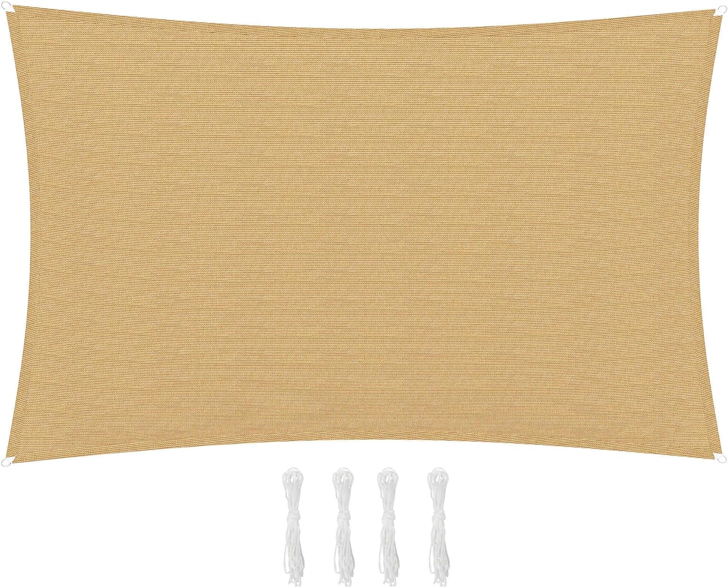 Outsunny 13' x 20' Sun Shade Sail Canopy Outdoor Shade Sail Cloth for Patio Deck Yard with D-Rings and Rope Included, Sand